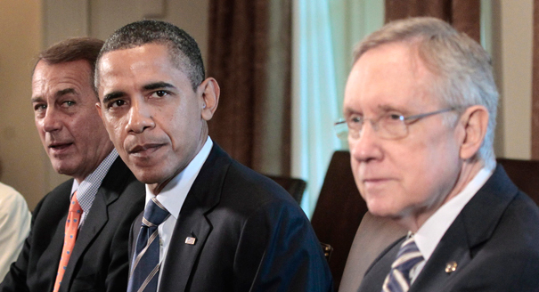 House Speaker Boehner, President Obama, Senate Majority Leader Reid